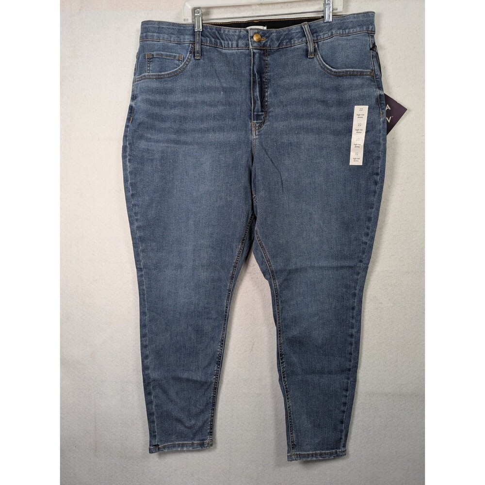 Ava & Viv - Jeans Blue High Rise Skinny Straight Stretch - Size 22 R